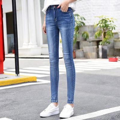 Women's High Waist Black Jeans - 2023 Slim Fit, Elastic Nine-Point Tights for Spring, Autumn, and Summer.