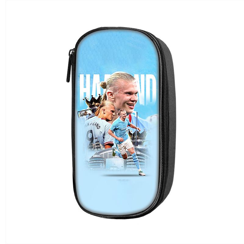 Haaland Pattern Pencil Case Makeup Bag Football Star Pen Bag Student Big Capacity Sports School Supplies Zipper Pencil Pouch