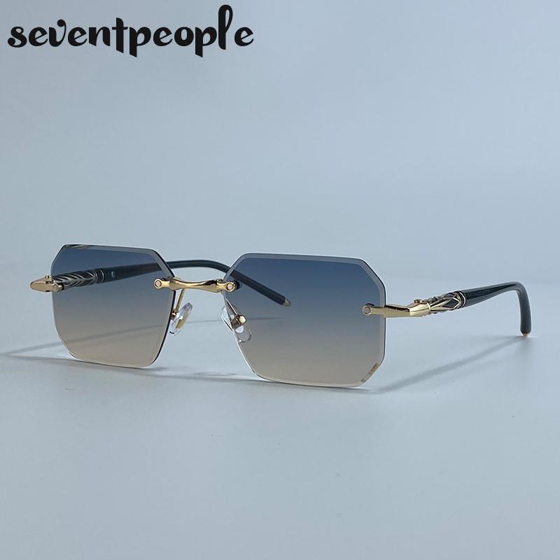 

Мужские прямоугольные солнцезащитные очки стимпанк без оправы, роскошный бренд, классические панк, для улицы, винтажные безоправные солнцезащитные очки для мужчин