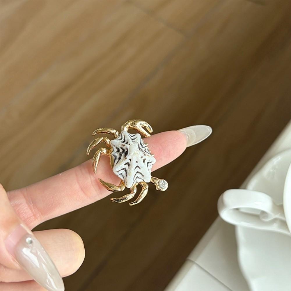 Adjustable Ocean Animal Jewelry Sparkly Shell Ring Unique Crab Ring Gift