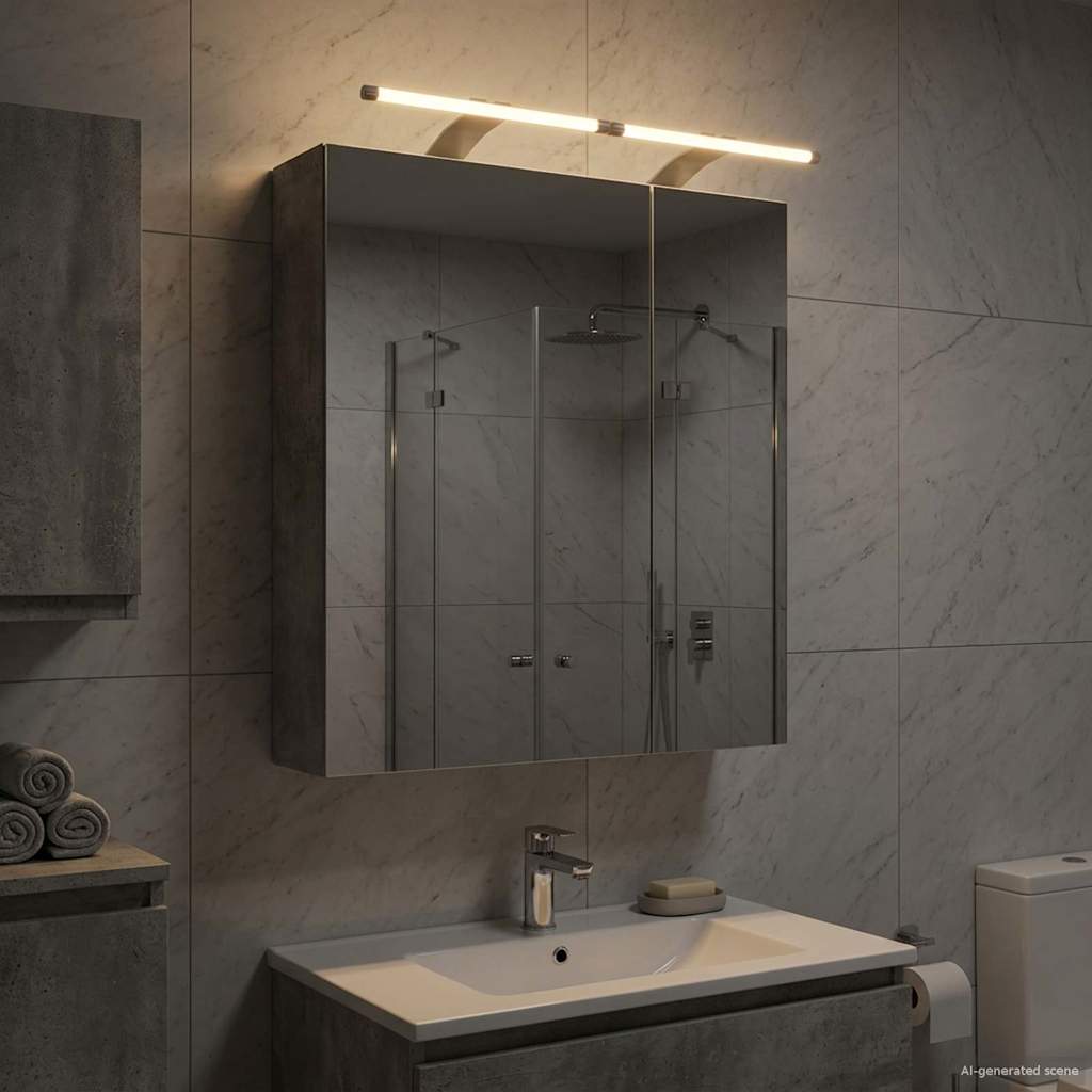 Bathroom Mirror Cabinet with Shelf Concrete Grey 60 x 14.5 x 70 cm