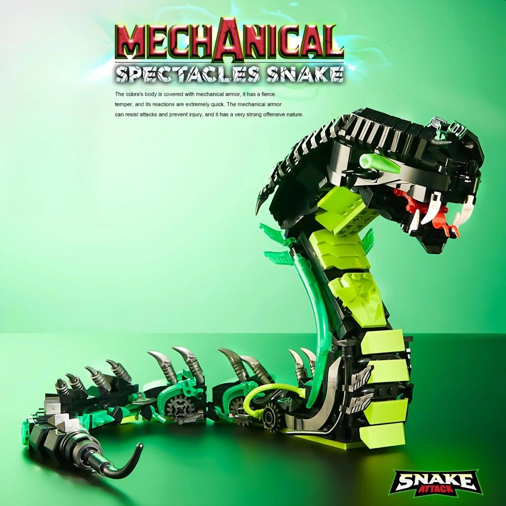 MOC 7052 Mechanical Snake Model Sets 689Pcs STEM Technological Cobra Animals Building Blocks Bricks Toys for Kids Childrens Toys