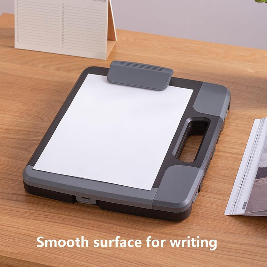 Clipboard with Storage Heavy Duty, Portable Clipboard Case with Handle, Plastic Storage Clipboard Box with Side-Opening, Clip Board for Letter/Legal