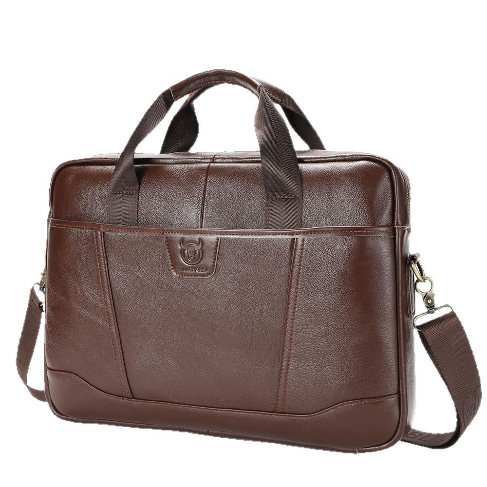 New Vintage Genuine Leather Briefcase 15.6" Laptop Bag Men's Large Capacity Business Crossbody Shoulder Handbag for Daily Use