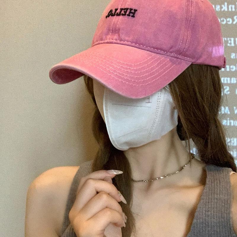 Fashion Solid Color Baseball Hat for Women Summer Cotton Letter Embeoirdery Peaked Duck Tongue Cap Girls Pink Outdoor Hat