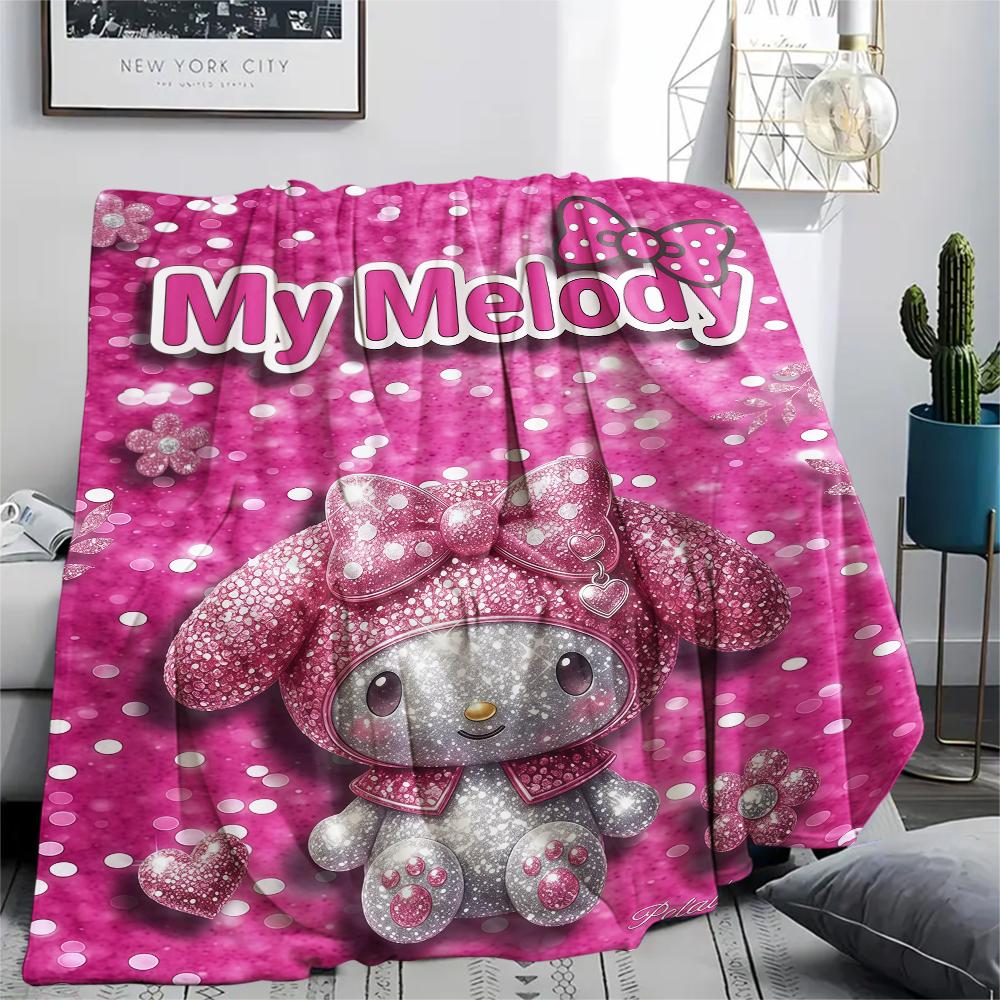 1PC My Melody Print Flannel Blanket, High Quality All Seasons, Home Decor, Warmth and Comfort, Perfect for Christmas Gifts