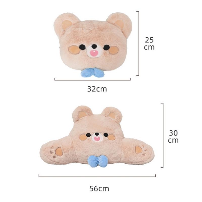 Cartoon Bear Plush Waist Support Car Neck Pillow Cushion Soft Car Headrest Waist Pillow Universal Car Pillow for Girls Women