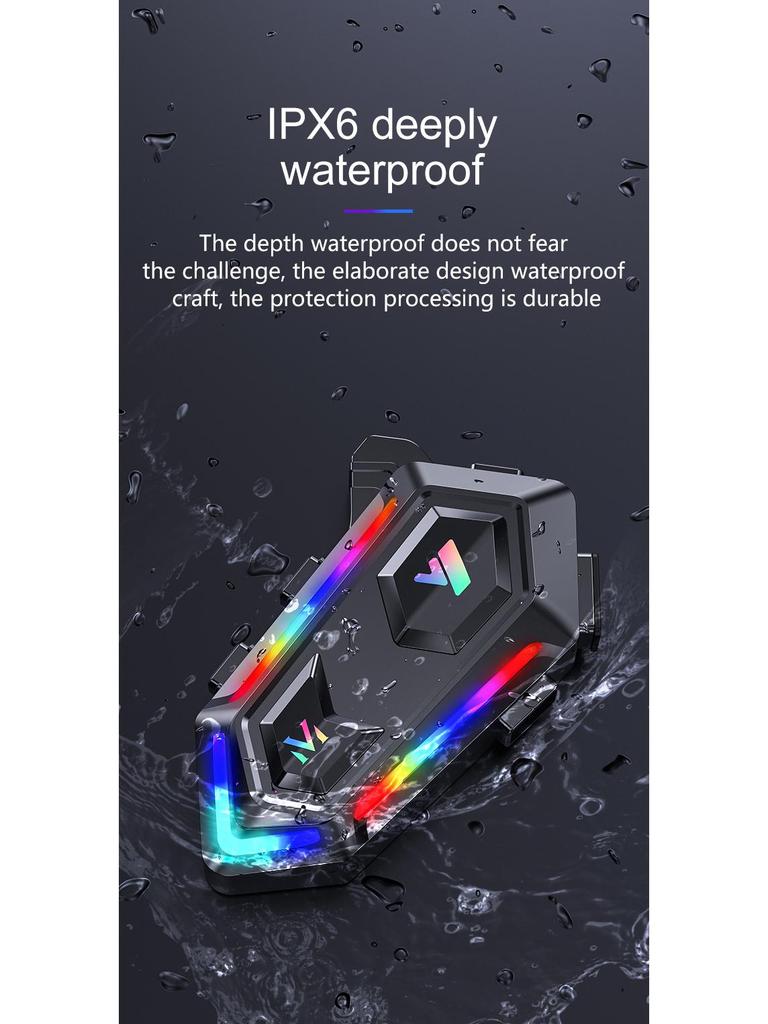 Y20 Bluetooth Helmet Headset: Waterproof, Dustproof, RGB Lights, Heavy Bass.