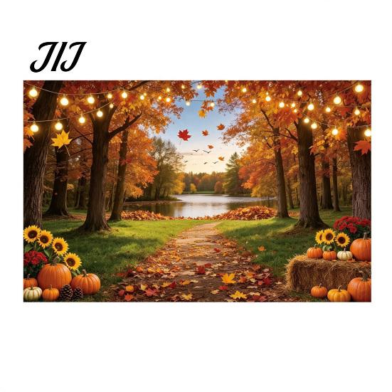 Decorative Fall Scene for Party 70 x 45 Inch Pumpkin Backdrop, Autumn Harvest Gnome Reusable Thanksgiving Banner Home Scarecrow Photography
