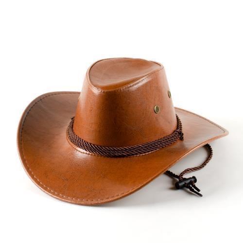 New men's sun hat big edge riding hat camping outdoor hat imitation leather hat western cowboy hat