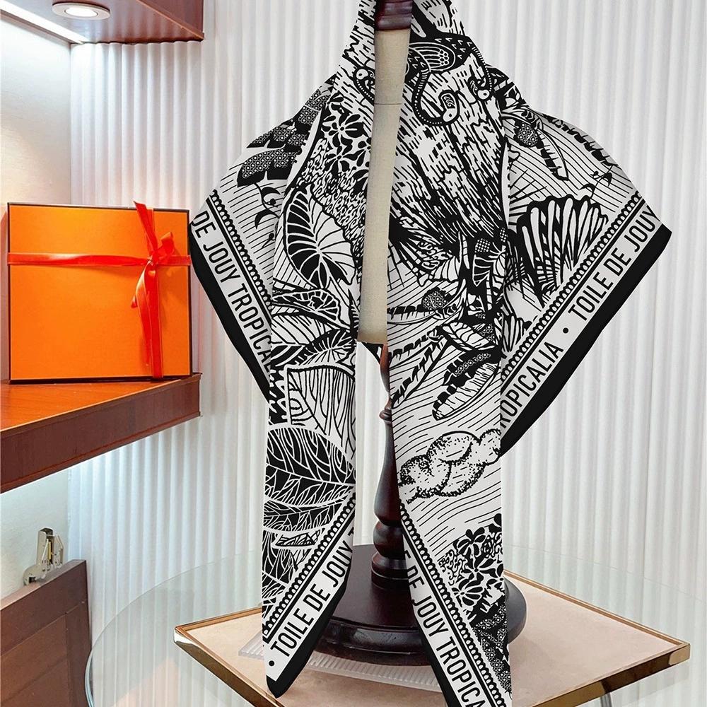 90CM Square Twill Scarf Shawl Hijabs Luxury Autumn Bandana Foulard Neckerchief For Ladies