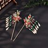 Vintage Chinese Style Hairpin For Women Light Luxury Tassel Enameled Butterfly Hair Stick Exquisite Elegant Hair Accessories 1pc