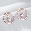 Simple Shiny Natural Zircon Drop Earrings For Women Luxury  Rose Gold Color Party Accessories Daily Fine Jewelry