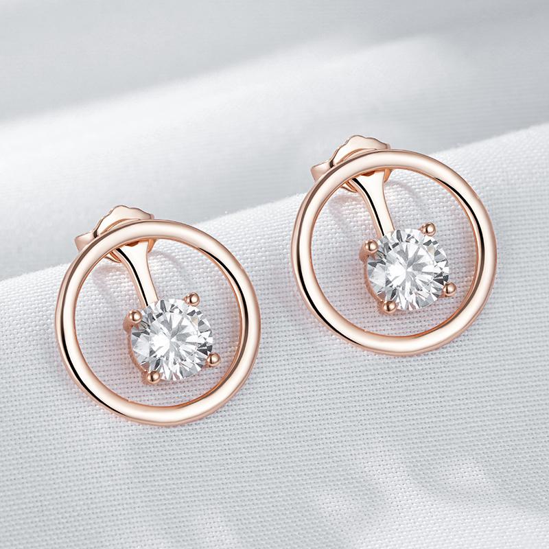 Simple Shiny Natural Zircon Drop Earrings For Women Luxury  Rose Gold Color Party Accessories Daily Fine Jewelry