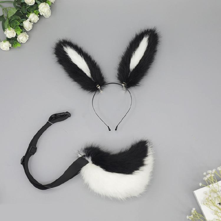 Bandeau Oreilles de Lapin Queue d'Animal Faite à la Main Headwear Oreilles de Lapin Longues Accessoires Cosplay Anime Queue de Lapin