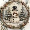 Rustic Snowman Sign Vintage Christmas Smile Metal Decor Winter Indoor Outdoor Wall Art Home Restaurant Garage
