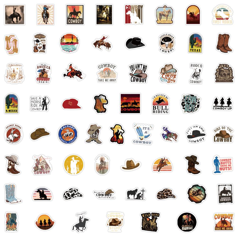 60 New Cowboy Western Denim Graffiti Stickers Guitar Skateboard Computer Decorative Stickers