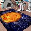 Flammen-Print Basketballteppich für Jungenzimmer und Spielzimmer, Rutschfester Sportteppich, Wohnzimmerdekoration