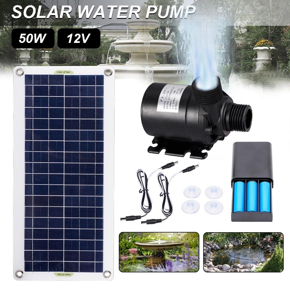 50W 800L/H Bürstenloser Solarenergie Wasserpumpensatz Ultra-leiser Tauchwasserpumpenmotor Fischteich Gartenspringbrunnen Dekoration