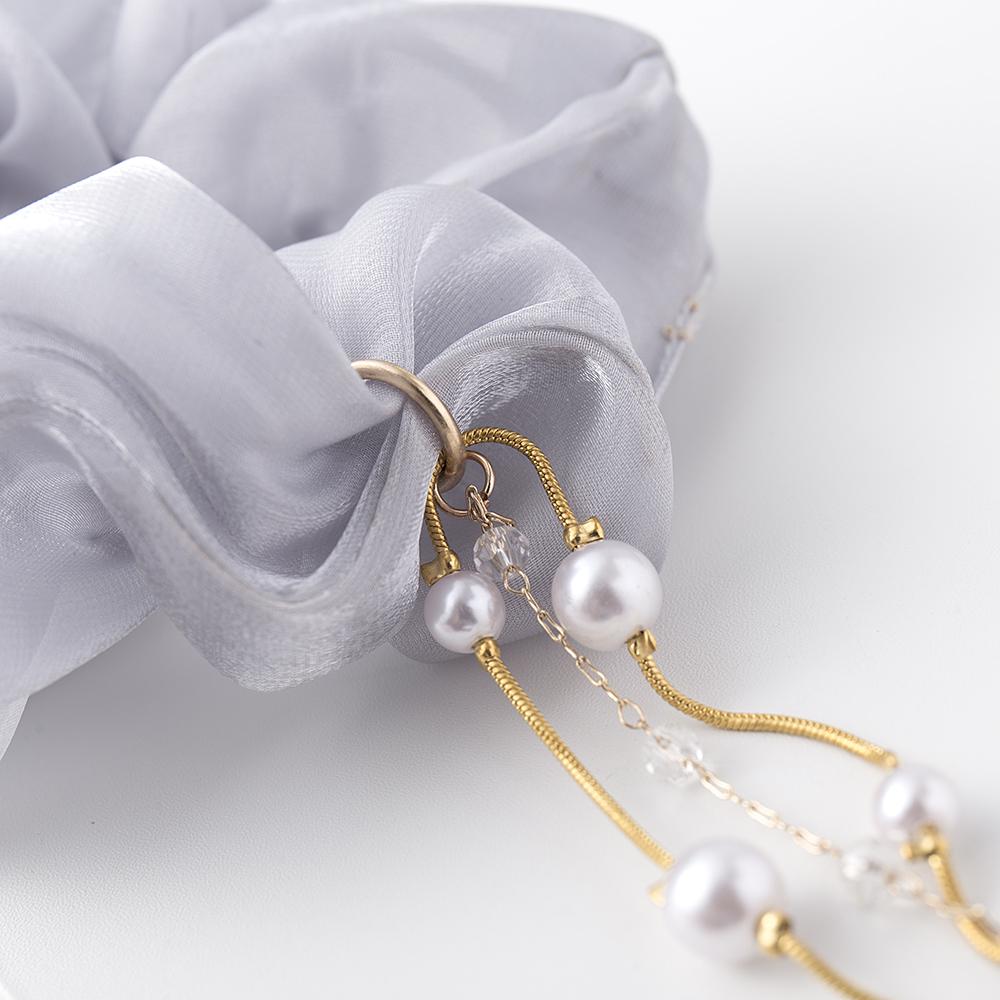 Neue Damen Perlen Strass Haargummi Scrunchie Quaste Chiffon Dickdarm Elastische Haar Bänder Schleife Pferdeschwanz Haar Zubehör