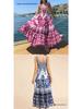 Bohemian Style Mid-Length Floral Print Dress with Elegant Wide Hem 