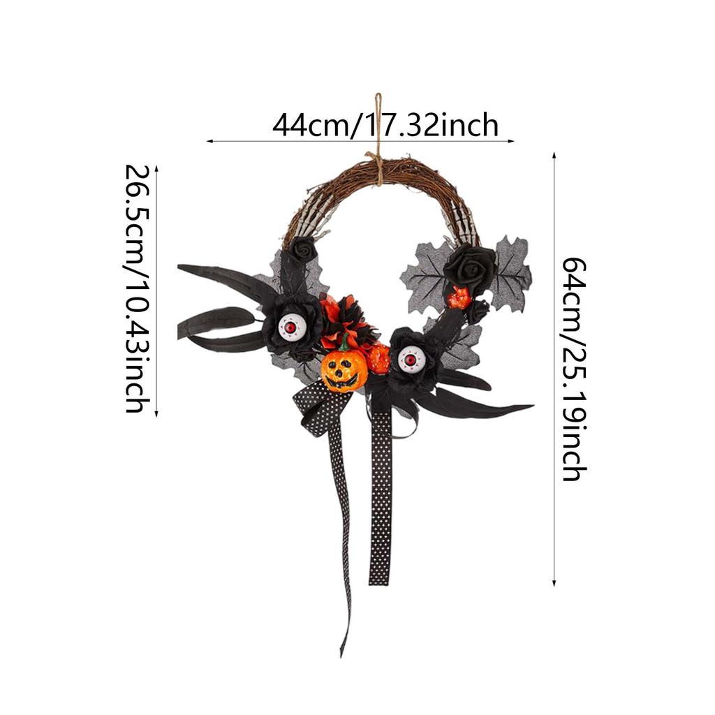 Halloween Wreath Garland Decorations, Porch Wreath Ornament Wall Hanging Creepy Wreath for Indoor Home Party Window Outdoor