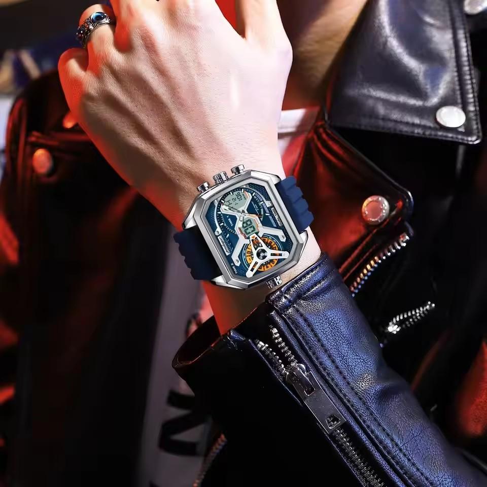 POEDAGAR E106 Luxury LED Display Men Wristwatch Fashion Luminous Sports Waterproof Calendar Quartz Watch for Men's Montres Homme