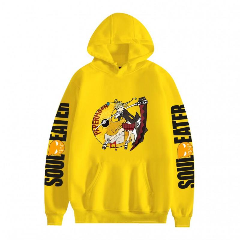 Cartoon Print Hoodie Soul Eater Anime Series Loose Fit Long Sleeve Teens