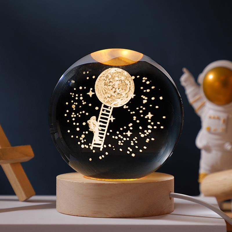 Luminous Starry Sky Crystal Ball Night Light - Creative Glass Ball Gift for Teacher's Day or Birthday Decoration.