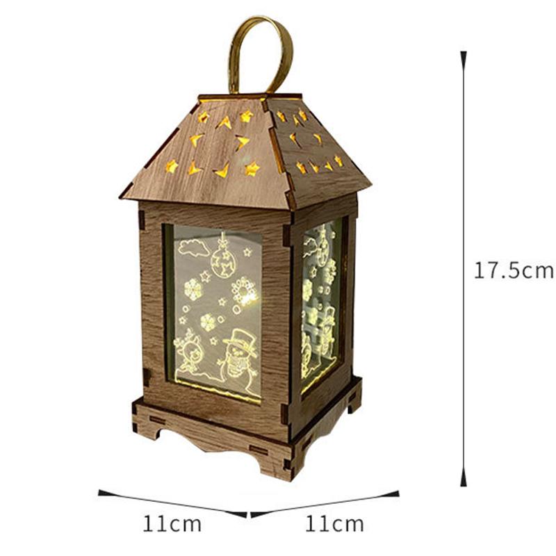 Hölzerne Weihnachtsdekoration LED-Lichter Kreative Ornamente Laterne Feiertagsbeleuchtung