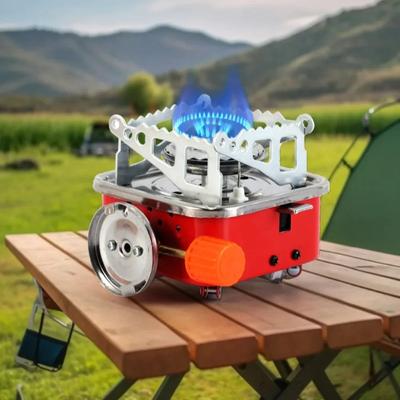 Outdoor Portable Lotus Stove Windproof Folding Small Square Furnace Iron Carbon Steel Material Sealed Gas Valve Camping Stove