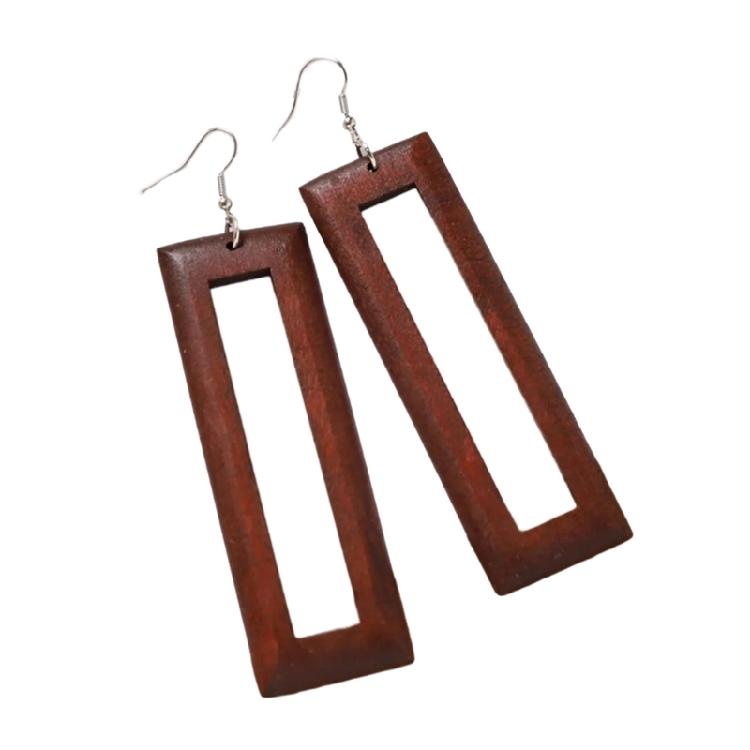 Elegant Wooden Earrings Geometric Design Lightweight And Comfortable Great For Enhancing Fall And Winter Fashion Styles