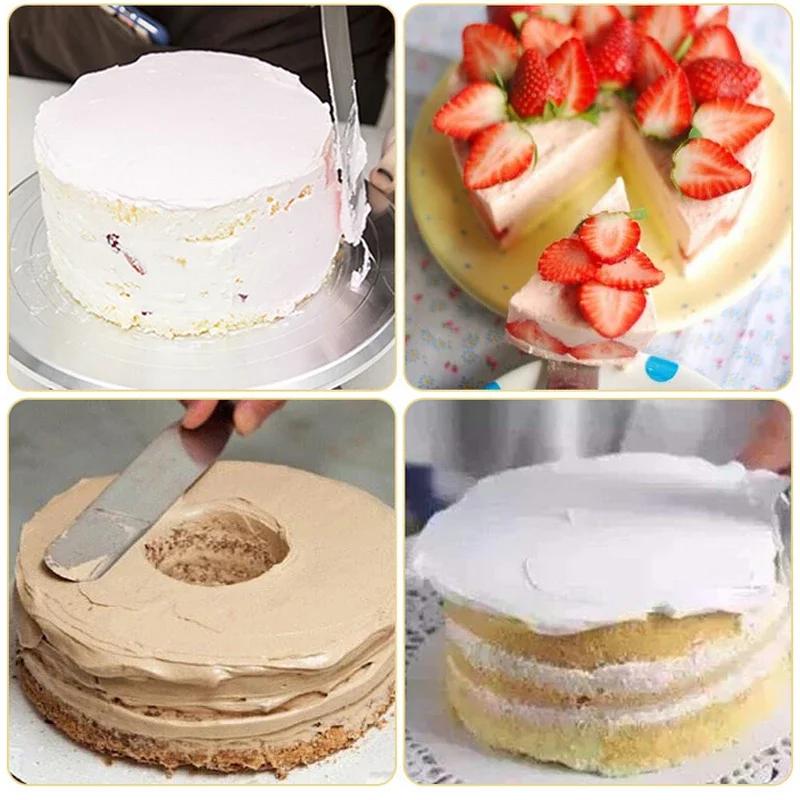 3Pcs Cake Spatula Set Stainless Steel Butter Cream Icing Frosting Knife Smoother Pastry Fondant Cookie Scraper Cake Baking Tool