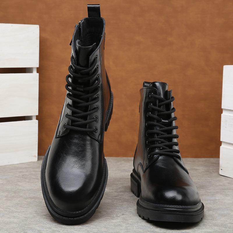 Retro Men's Martin Boots New Winter High-top Men's Velvet Warm Boots Trendy Shoes