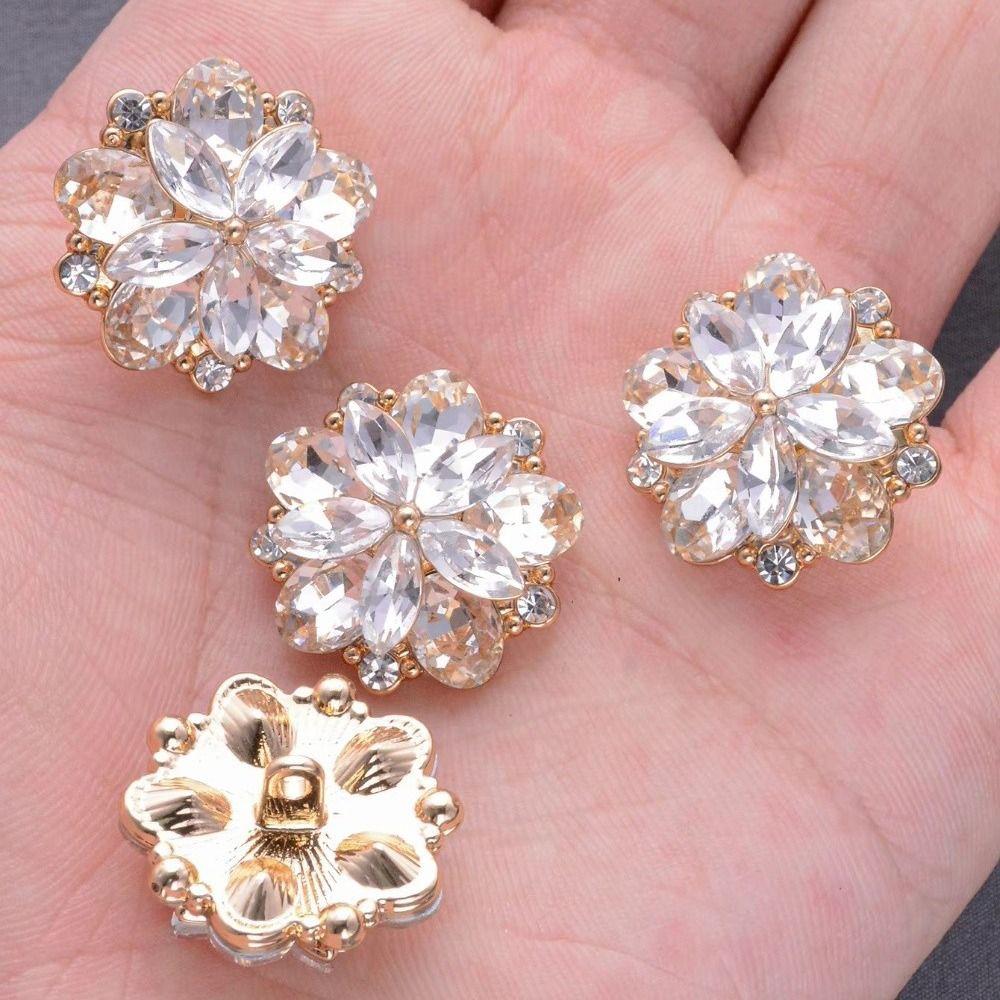 2pcs Diamond Embedded Decorative Buttons Metal Alloy Diamond Layered Buttons  Fur Coat Handmade DIY