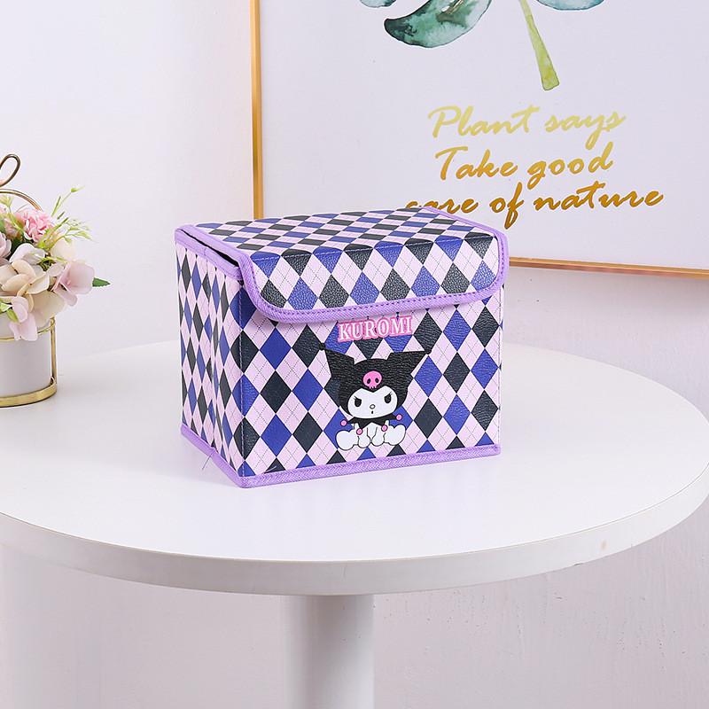 Hello Kitty Kuromi Cinnamoroll Melody Gittermuster Faltbare Klapp-Aufbewahrungsbox für Büro und Schlafzimmer