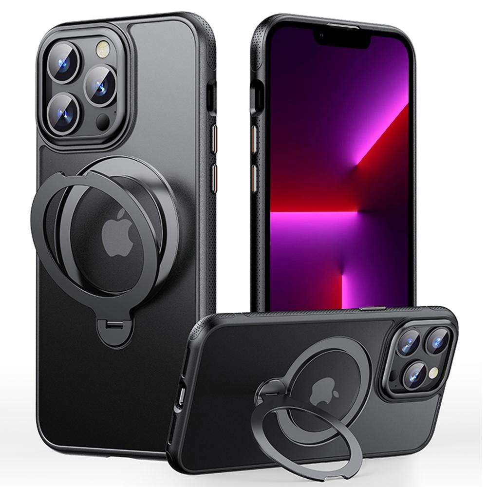 

For iPhone 13 Pro Max Case Compatible with MagSafe Drop Proof TPU PC Kickstand Phone Cover Black