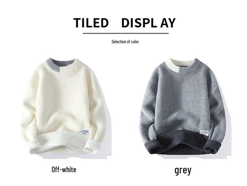 Men's Autumn/Winter Contrast Color Mock Neck Sweater: Trendy, Simple, and Handsome Knit Pullover