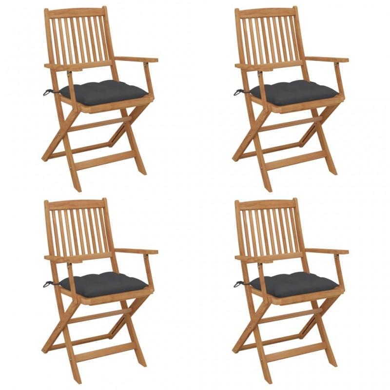 Day and Night - Day and Night Folding Garden Chairs 4 Units and Cushions Solid Acacia Wood