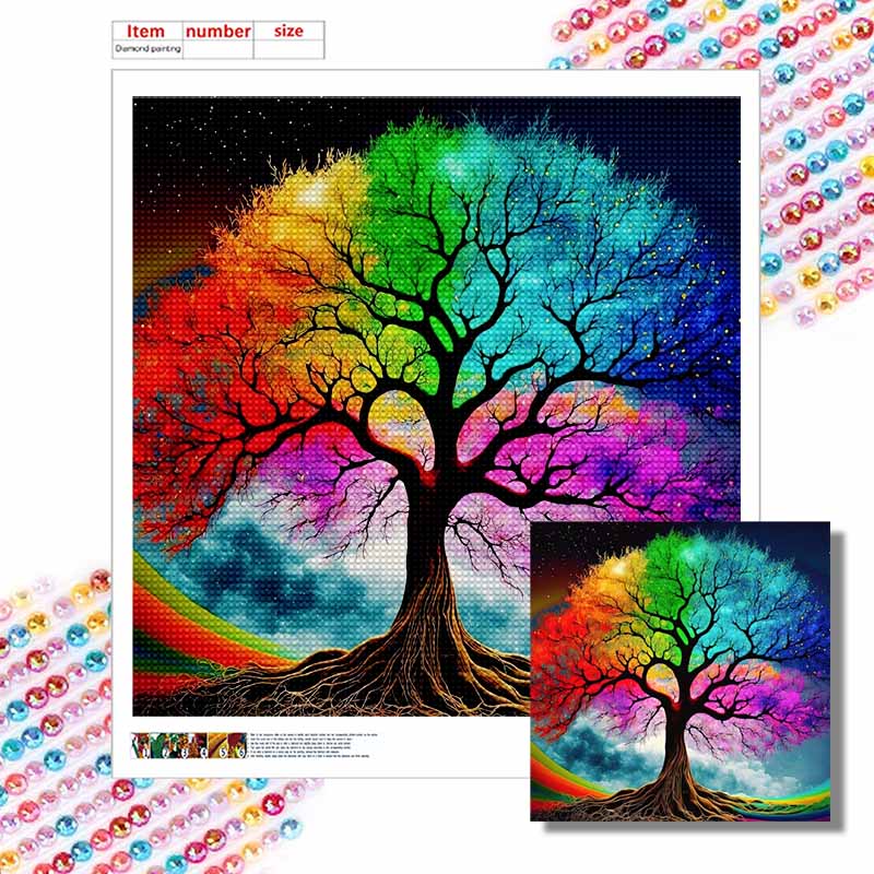 New Arrival 5D DIY Full Circle Diamond Painting "Colorful Tree" Embroidery Cross Stitch Home Decor Gift