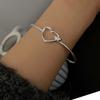 100% Solid 925 Sterling Silver Retro Bracelet for Women Geometric Hollow Heart Handmade Sparkling Simple Bracelet Birthday Gift