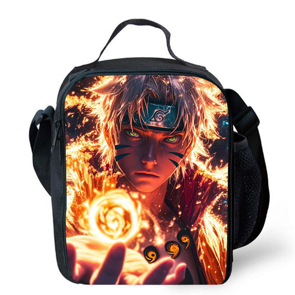 Cartoon NARUTO Insulated Cooler Lunch Bag Cute Portable Lightweight Picnic Bag for Boys & Girls Age 5-10 Kids Daily Food Bag