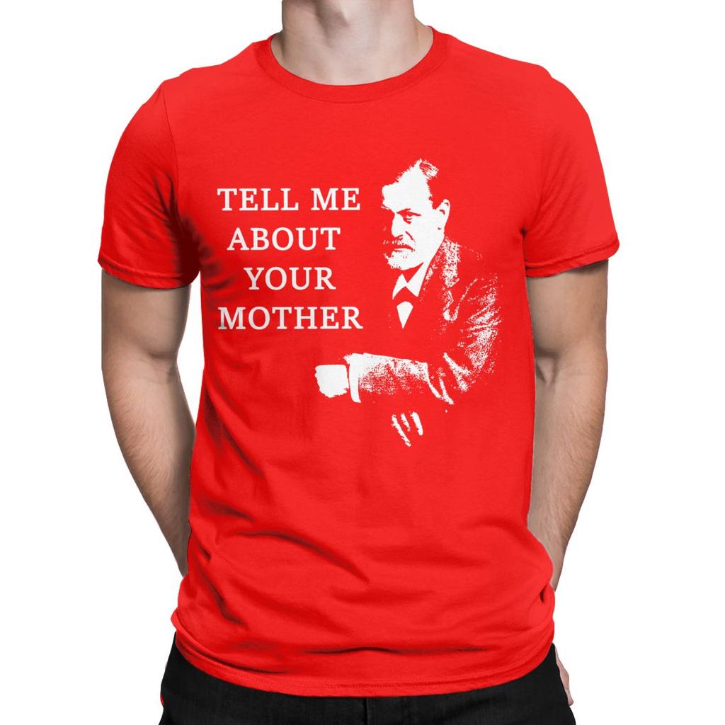 Moda Parlami di tua madre Sigmund Freud T-Shirt Uomo Girocollo Cotone Magliette Manica Corta T-Shirt Taglie Forti Top