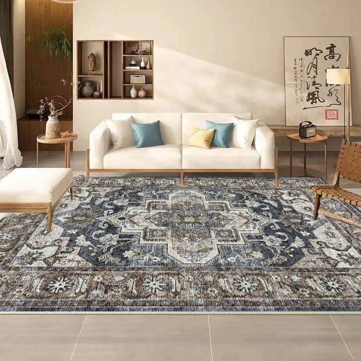 Persian Retro Carpet Living Room Big Size Non-slip Bedroom Decoration Rug Non-slip Mat for Kids Easy Cleaning Machine Washable