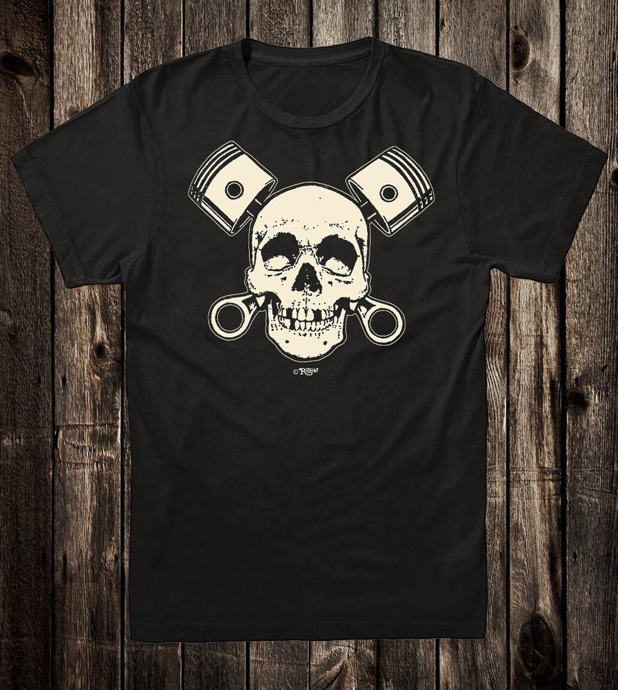 

Retro Hot Rod T Shirt Tee 100% Cotton Motorcycle Roth Studios Skull Pistons Unisex T-Shirt XXXXL