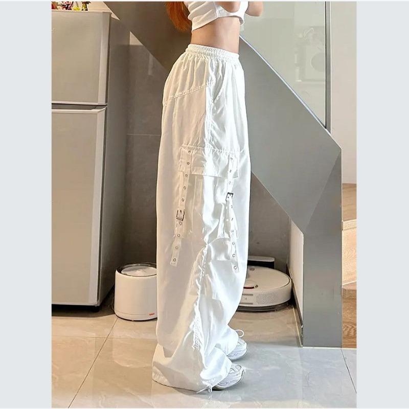 American Hip-hop Overalls for Women In Spring and Autumn High Street Design Multi-pocket Wide-leg Floor-length Pants