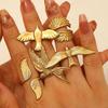 Minimalist 18K Gold Color Plated Angel Wings Peace Dove Wings Open Rings Trendy Waterproof Stainless Steel Jewelry