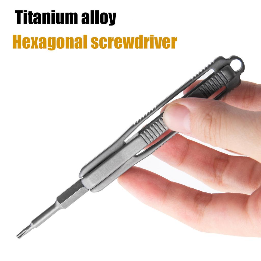 Titanium Alloy Removable Hex Head Screwdriver Portable Gadget Magnetic Screwdriver Bit Outdoor Riding Camping EDC Pocket Tools