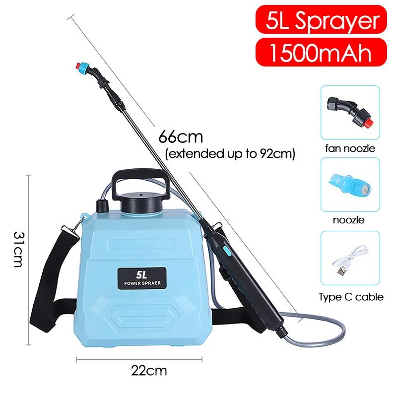 5/8L Electric Plant Garden Sprayer Watering Can with Spray Gun Automatic Mister Household Rechargeable Sprinkler Irrigation Tool