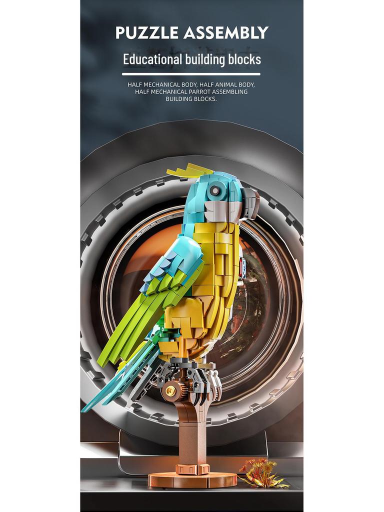 Lego-Compatible Mechanical Parrot, Shark, Whale, and Octopus Assembly Model Toys